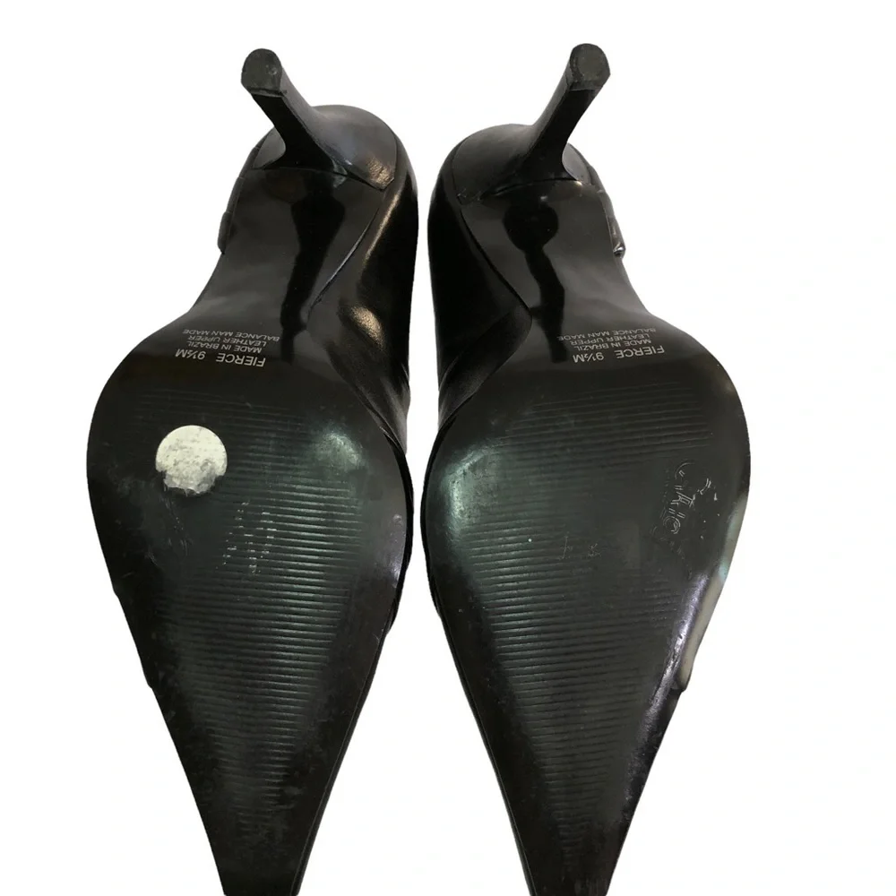 CARLOS by Carlos Santana - Black Leather Pointed Toe Heels - Size 9.5 - Picture 7 of 10